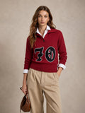 Number Patch Polo cuello Mezcla de Lana jersey
