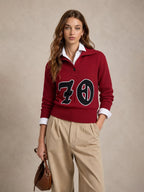 Number Patch Polo cuello Mezcla de Lana jersey