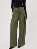 Fold-Over Rayas Pierna Ancha Pantalón