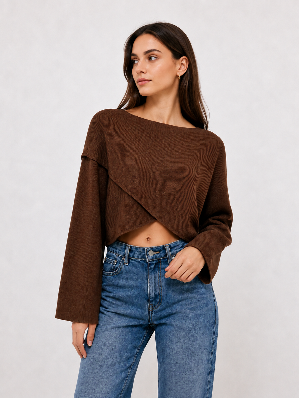 Asimétrico Crossed Crop Punto jersey