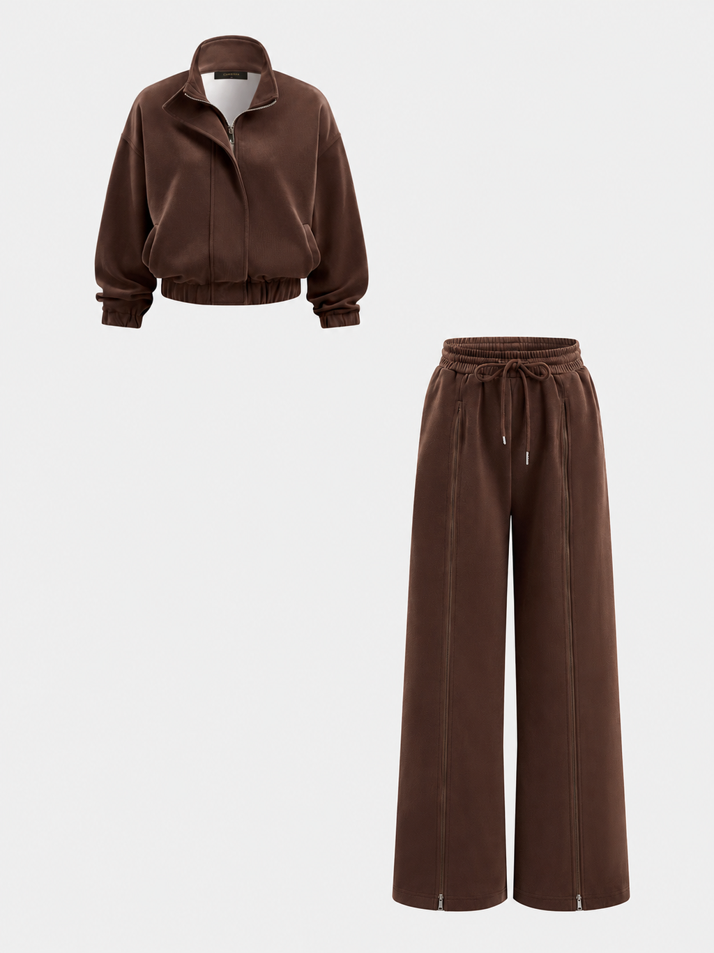 Zip-bajo Contraste Lining Co-ord Set