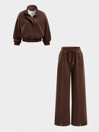 Zip-bajo Contraste Lining Co-ord Set