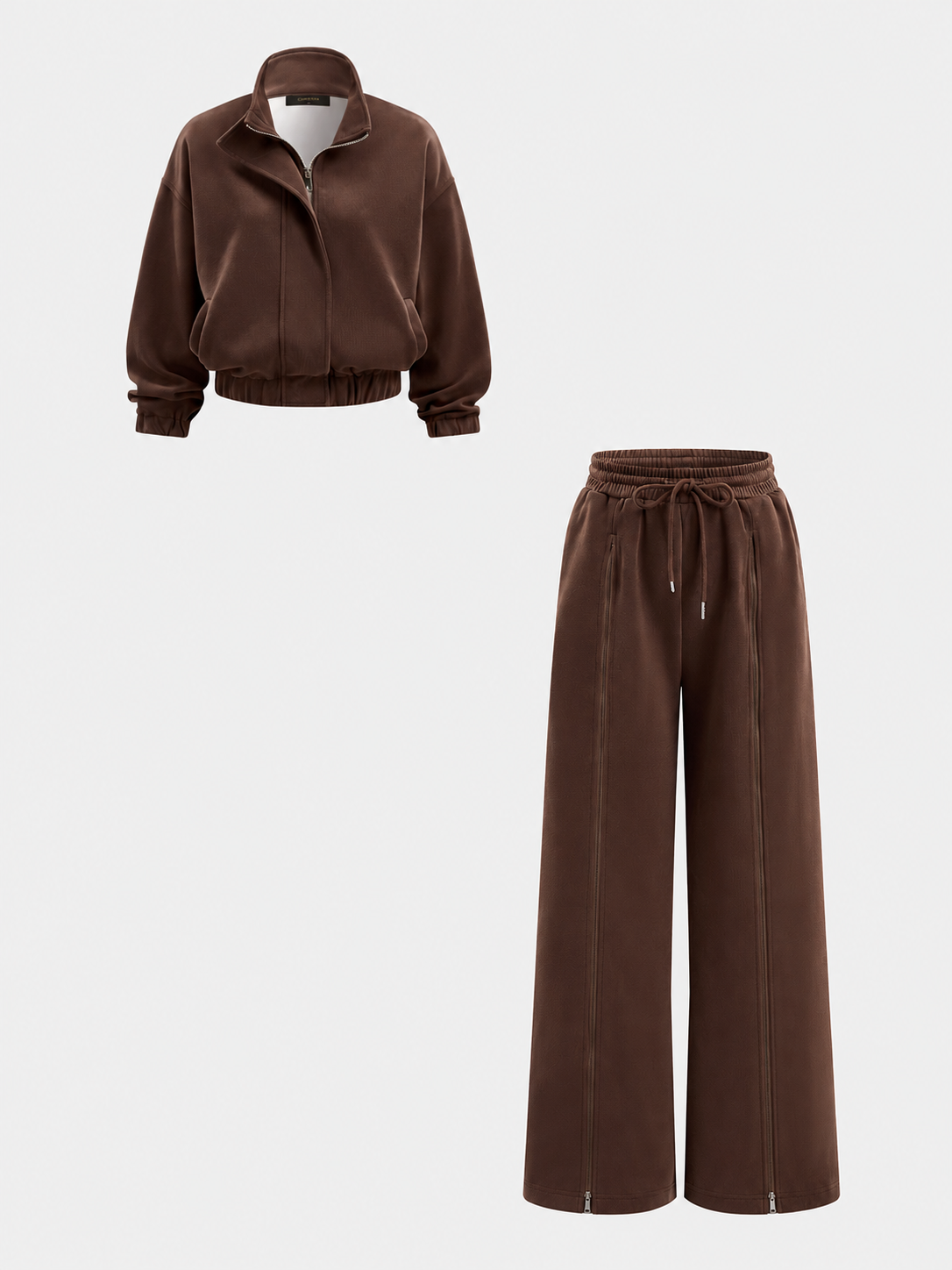 Zip-bajo Contraste Lining Co-ord Set