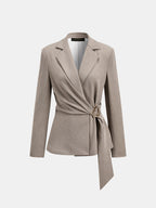 Tie-cintura Lapel Cruzado Blazer
