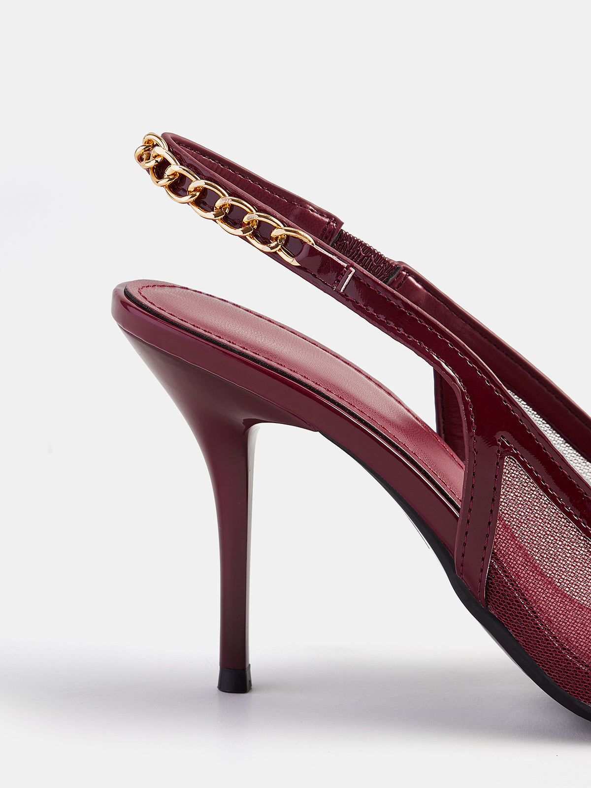 Chain malla Pointed Toe Slingback Pumps