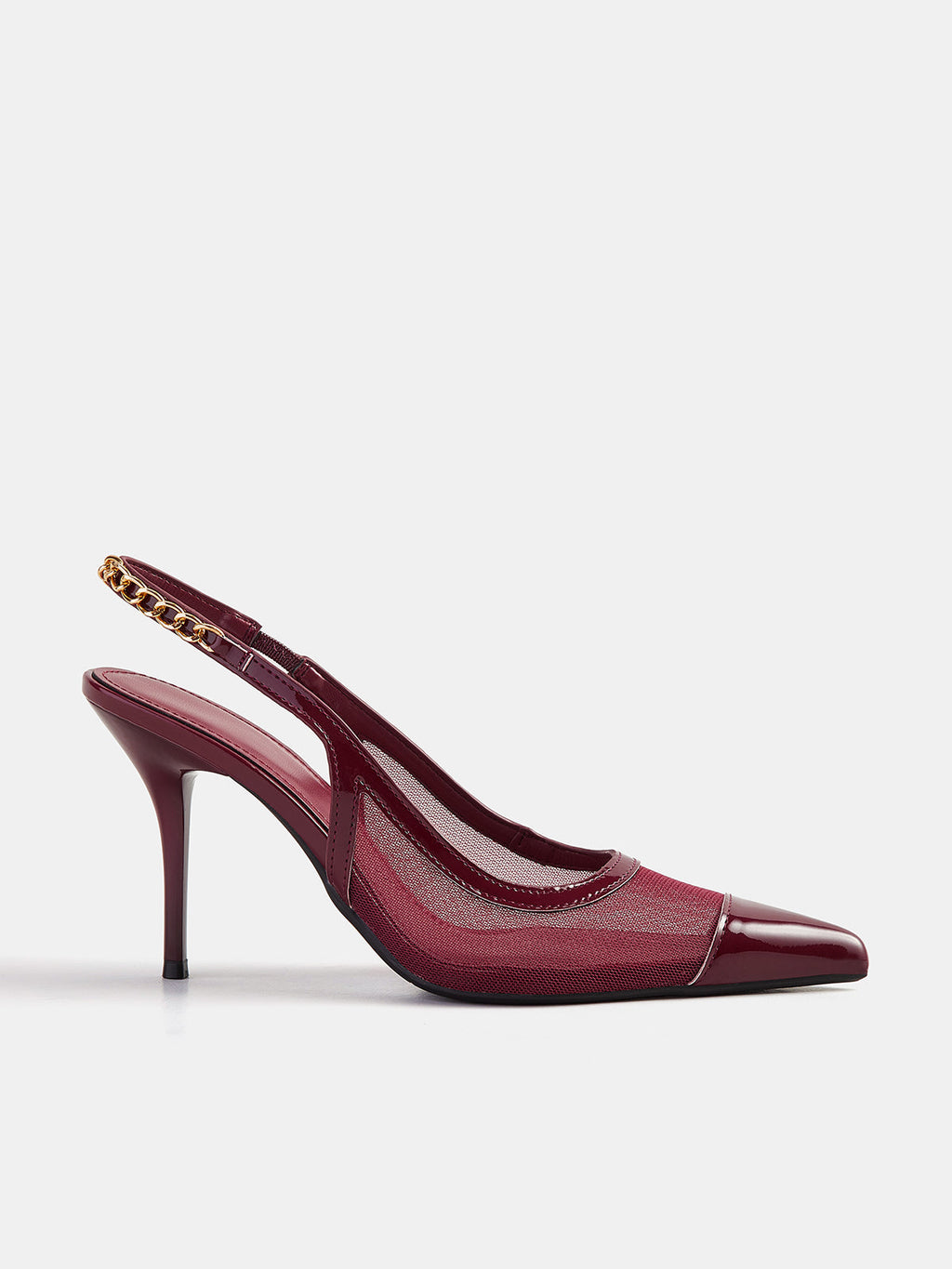 Chain malla Pointed Toe Slingback Pumps