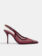 Chain malla Pointed Toe Slingback Pumps