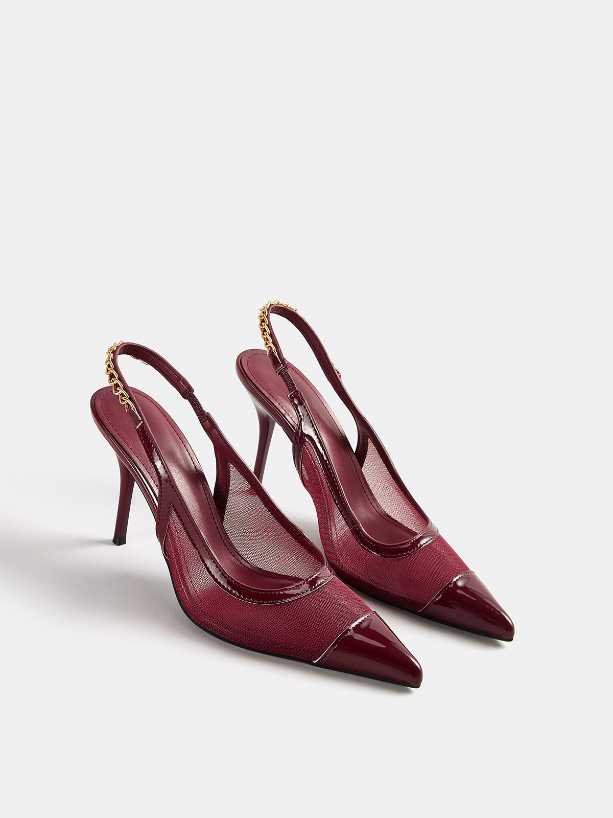 Chain malla Pointed Toe Slingback Pumps