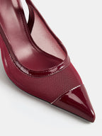 Chain malla Pointed Toe Slingback Pumps