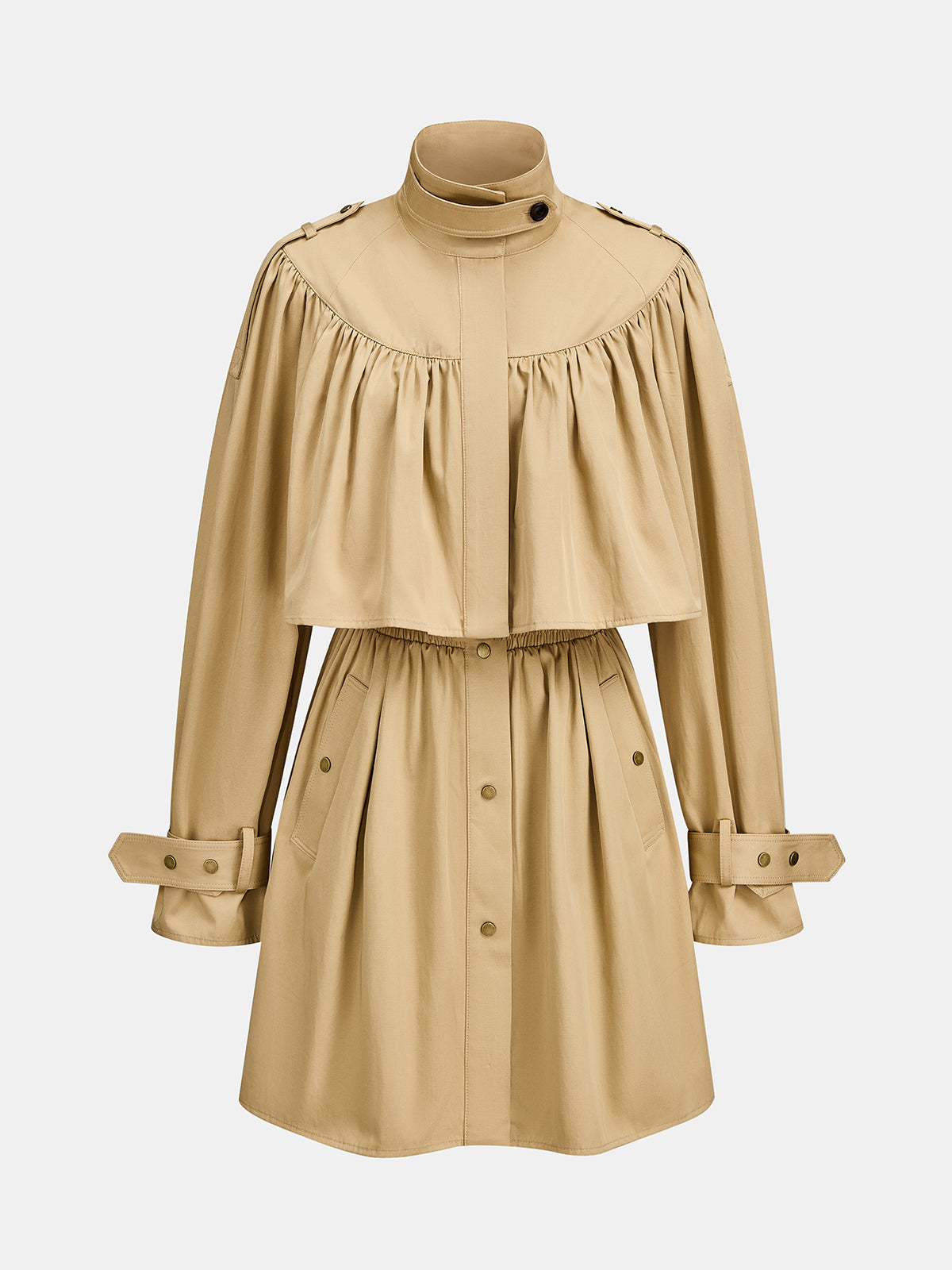 Cintura Elástica Capa Design Gabardina Abrigo