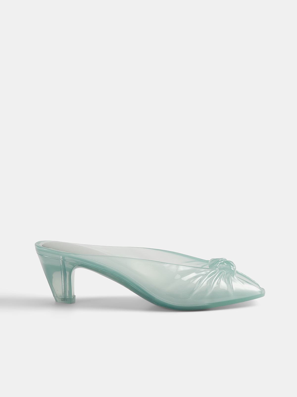 Transparent Knot Heeled Mules