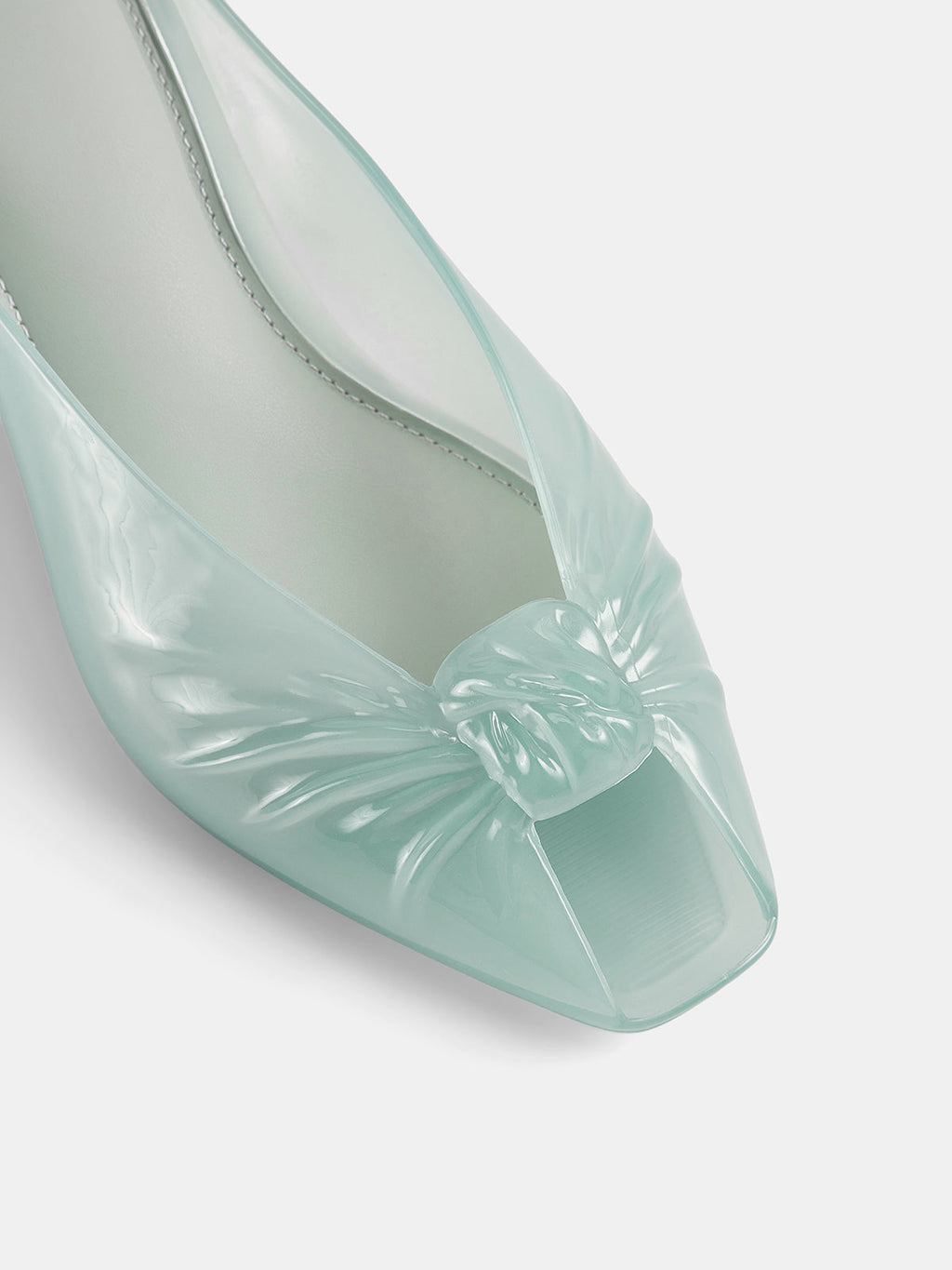 Transparent Knot Heeled Mules