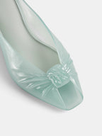 Transparent Knot Heeled Mules