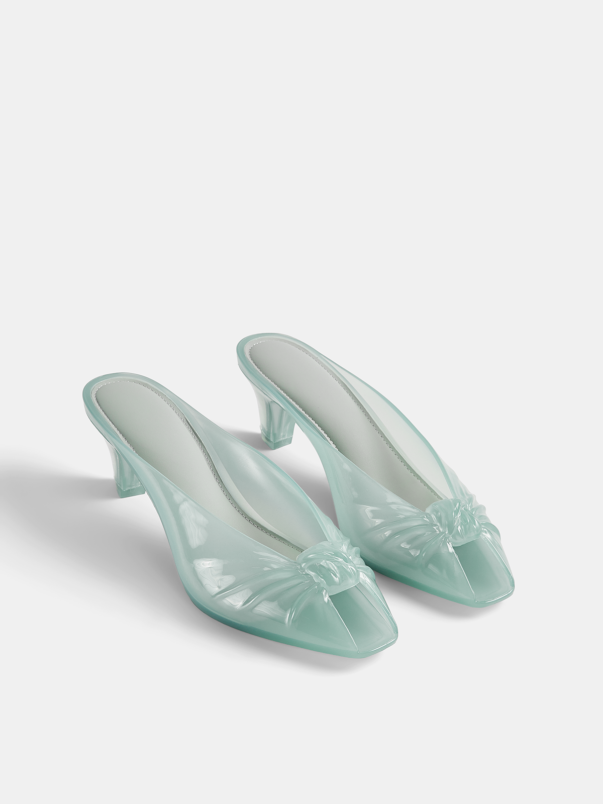 Transparent Knot Heeled Mules