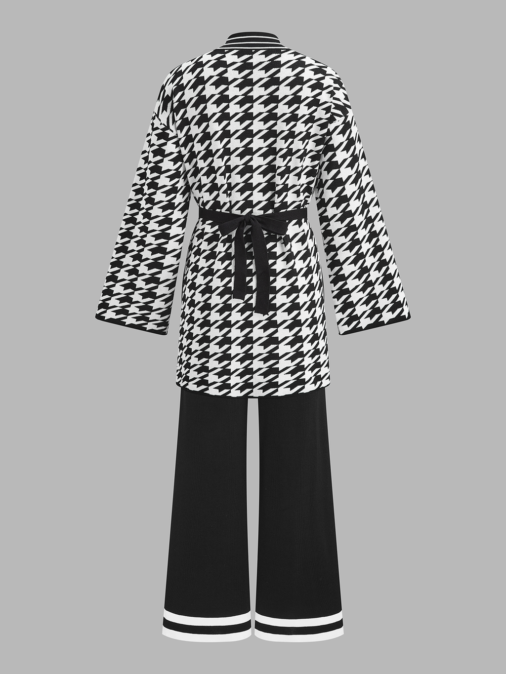 Houndstooth con Cinturón Punto Dos Piezas Set