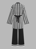 Houndstooth con Cinturón Punto Dos Piezas Set