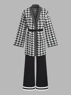 Houndstooth con Cinturón Punto Dos Piezas Set