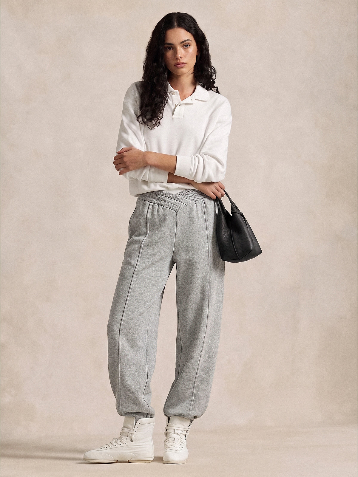 Elastic Crossover cintura Barrel Sweatpants