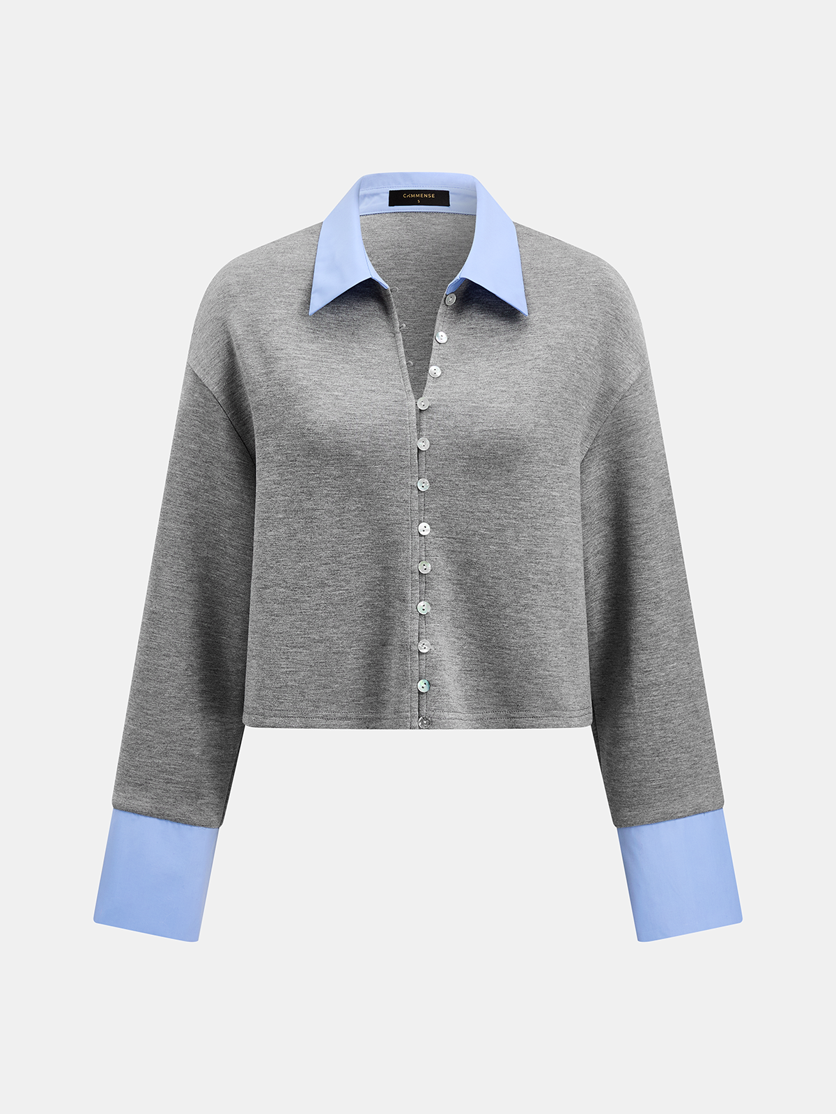 Faux Dos Piezas Contraste cuello Cropped Camisa