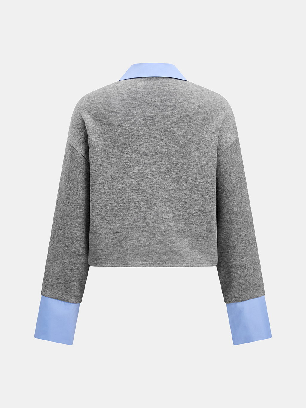 Faux Dos Piezas Contraste cuello Cropped Camisa