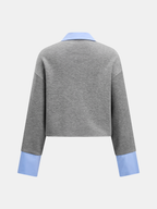 Faux Dos Piezas Contraste cuello Cropped Camisa