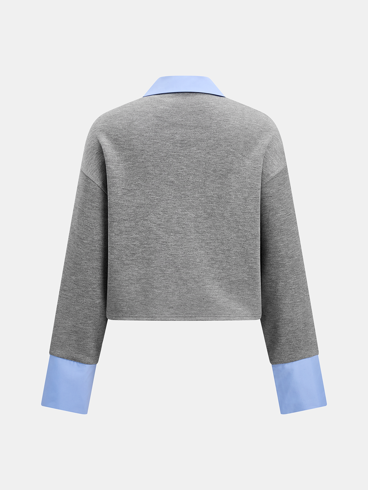 Faux Dos Piezas Contraste cuello Cropped Camisa