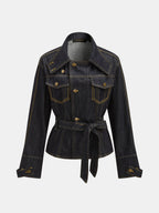 Con Cinturón Denim Chaqueta & Cruzado Skort Co-ord Set