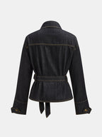 Con Cinturón Denim Chaqueta & Cruzado Skort Co-ord Set