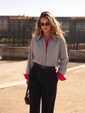 Ribete en Contraste Cuadros Oversize Camisa
