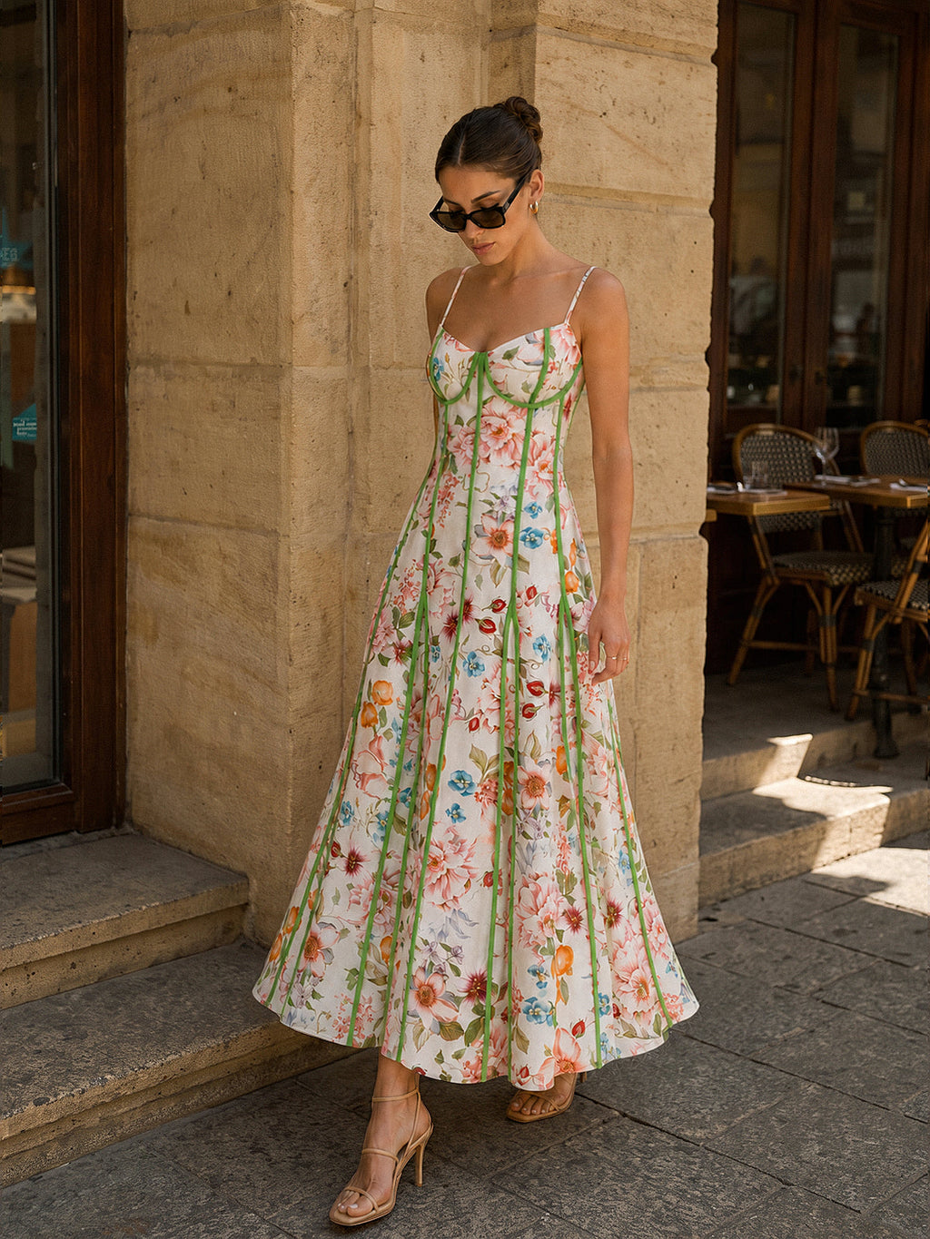 Corsé Seam Tropical estampado Swing Vestido