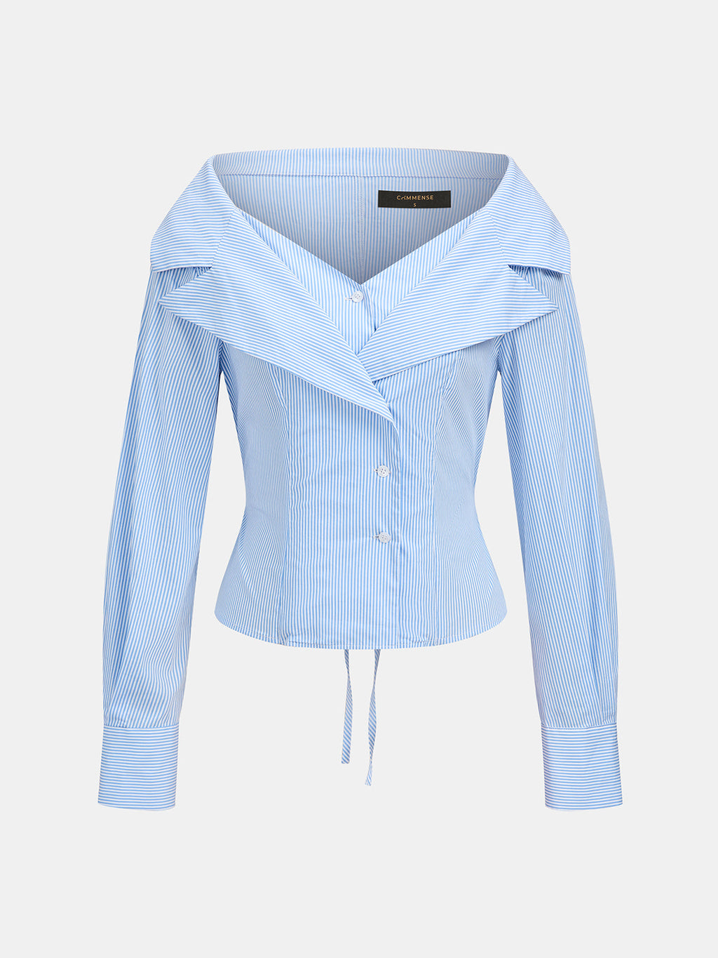 Hombros Descubiertos Rayas Tie-espalda Fitted Blusa