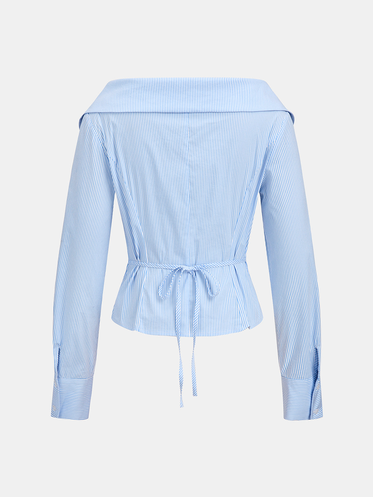 Hombros Descubiertos Rayas Tie-espalda Fitted Blusa