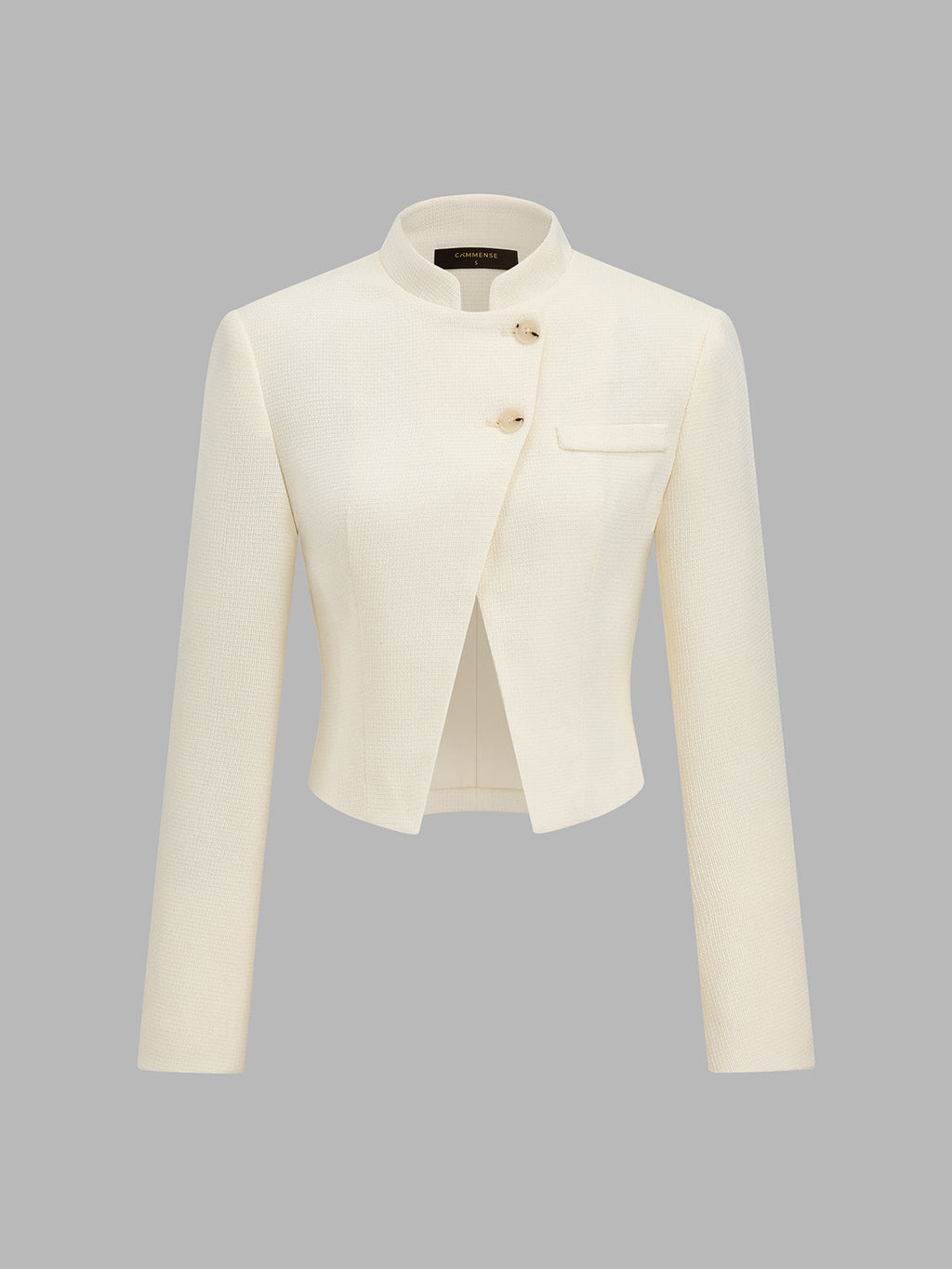 Mandarin cuello Asimétrico botón Cropped Blazer