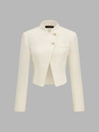 Mandarin cuello Asimétrico botón Cropped Blazer