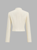 Mandarin cuello Asimétrico botón Cropped Blazer