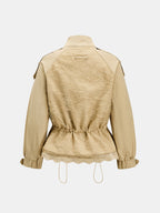 Encaje-espalda Drawstring cintura Gabardina Chaqueta