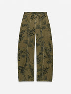 Vintage Floral Seam-Detalle Barrel Jeans