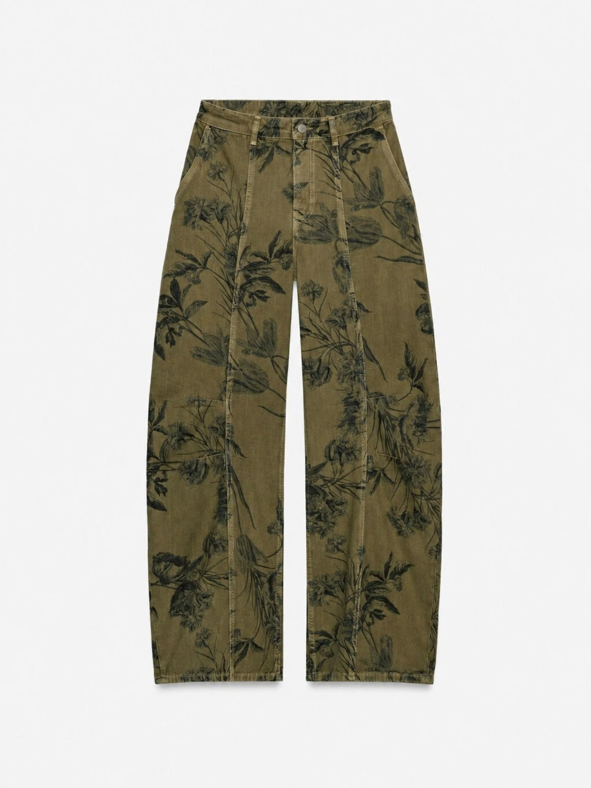 Vintage Floral Seam-Detalle Barrel Jeans