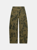 Vintage Floral Seam-Detalle Barrel Jeans