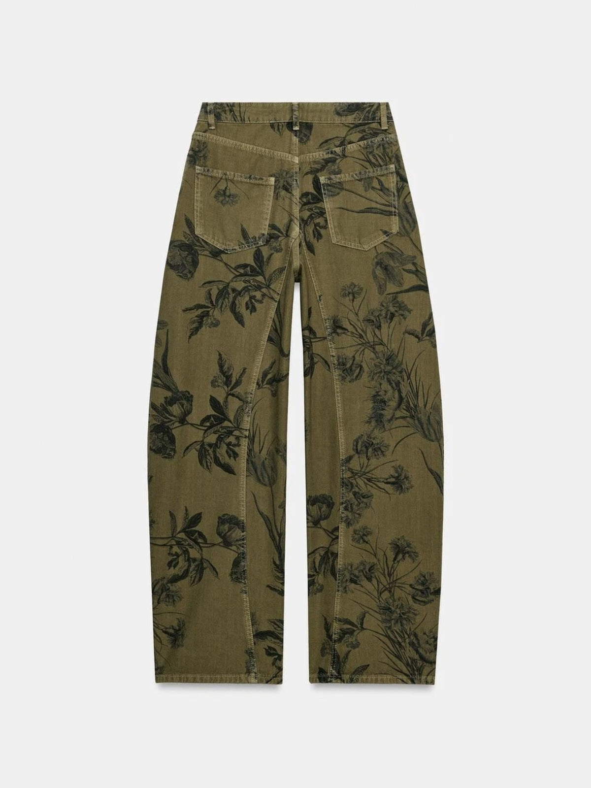 Vintage Floral Seam-Detalle Barrel Jeans
