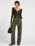 Vintage Floral Corte Recto Jeans