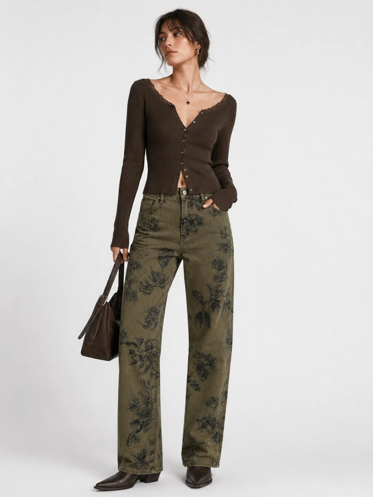 Vintage Floral Corte Recto Jeans