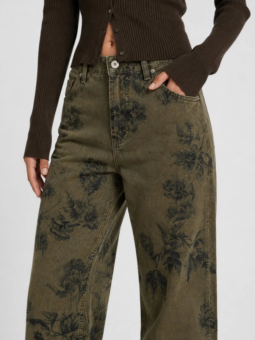 Vintage Floral Corte Recto Jeans
