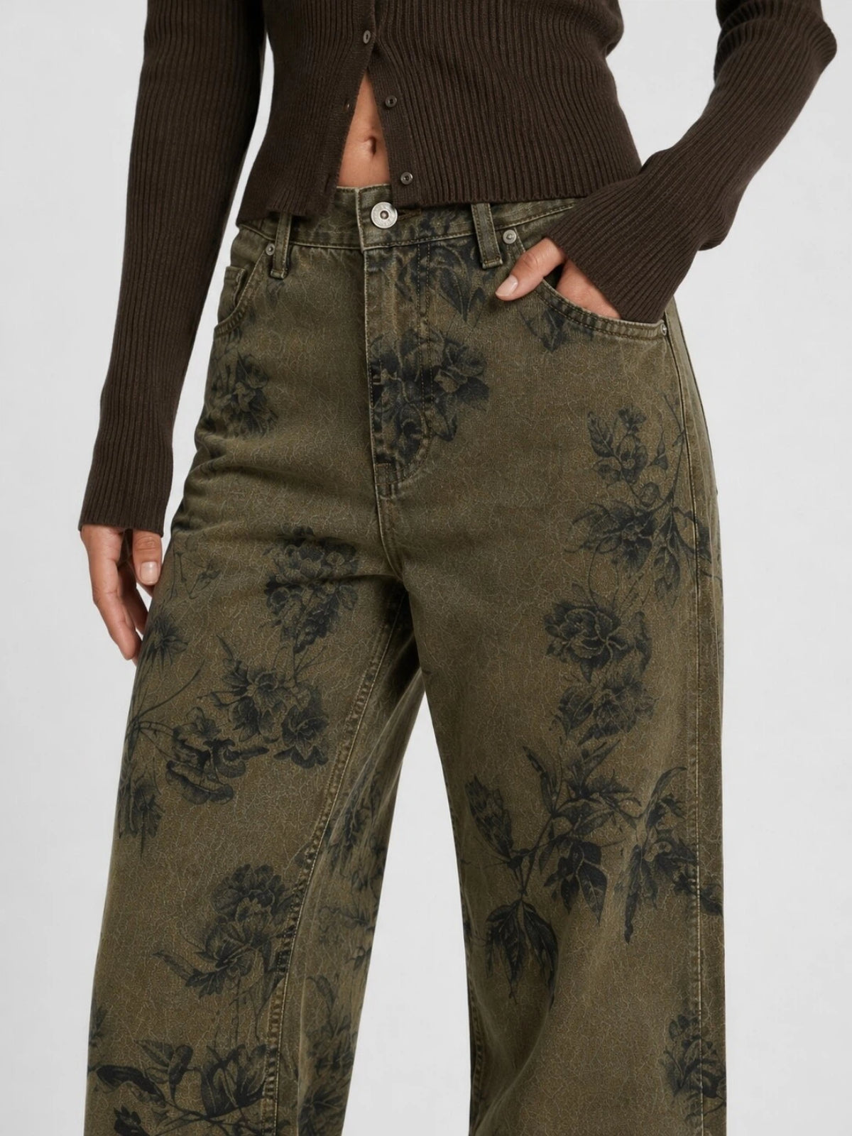 Vintage Floral Corte Recto Jeans