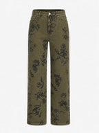 Vintage Floral Corte Recto Jeans