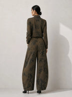 Vintage Floral Cuello Alto Denim Top