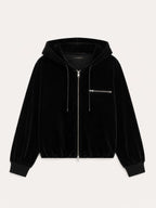 Velour Hooded Chaqueta & Drawstring Pantalón Set