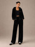 Velour Hooded Chaqueta & Drawstring Pantalón Set