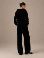 Velour Hooded Chaqueta & Drawstring Pantalón Set