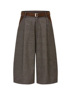Faux-Ante Patch Checked con Cinturón Bermuda Shorts